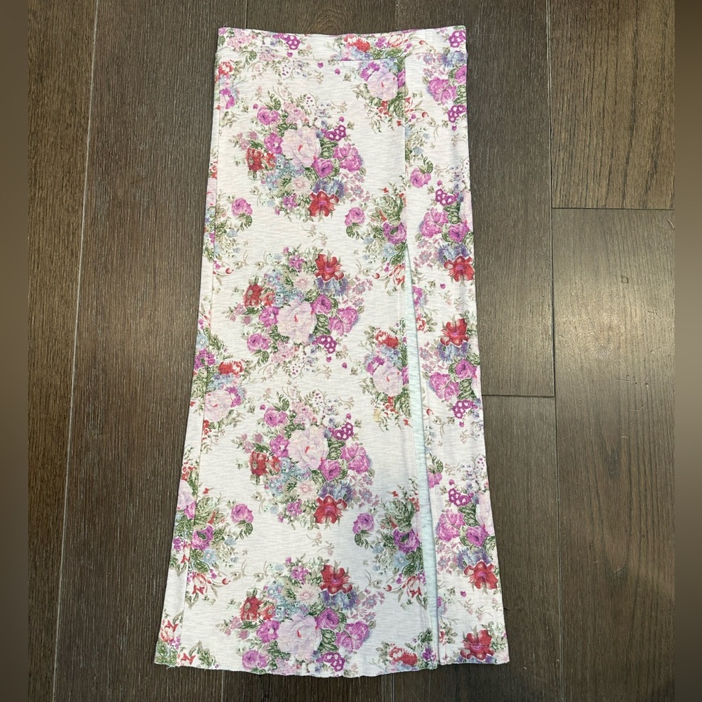 NWOT LoveShackFancy Cotton Floral Midi Skirt With Slit